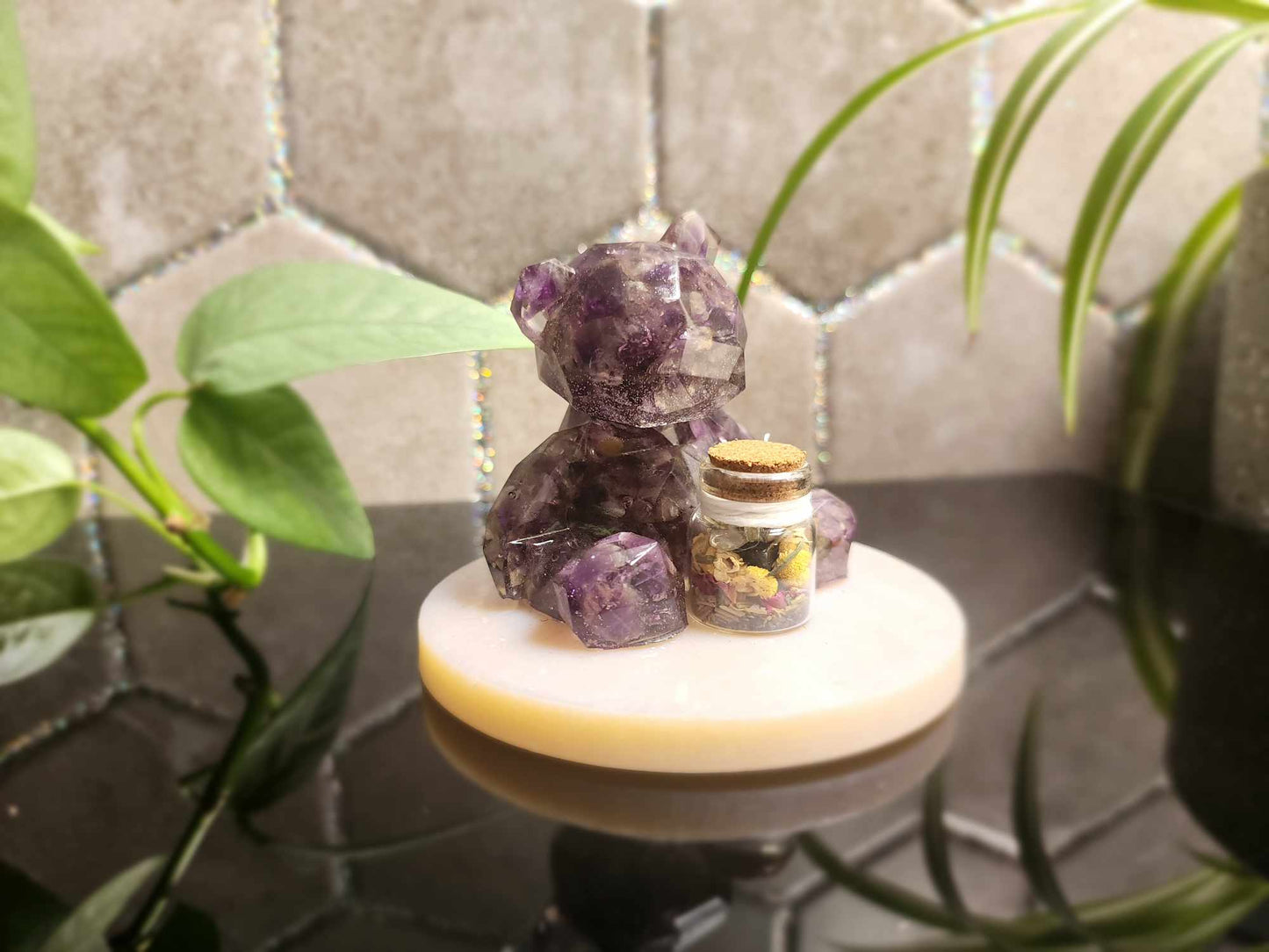 Resin Crystal Bear & Reiki Infused Spell Jar